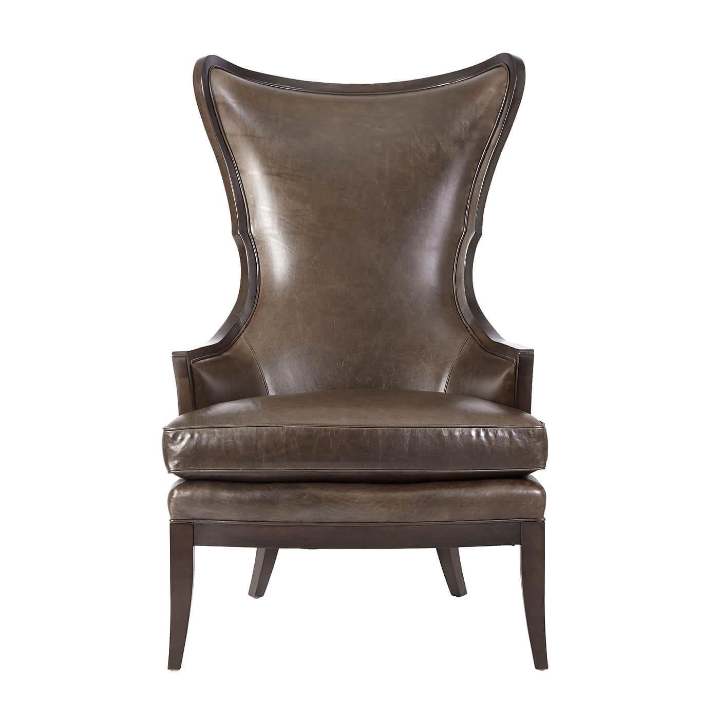 Silla Wingback Tapizada Moderna Moderno de mediados de siglo en venta