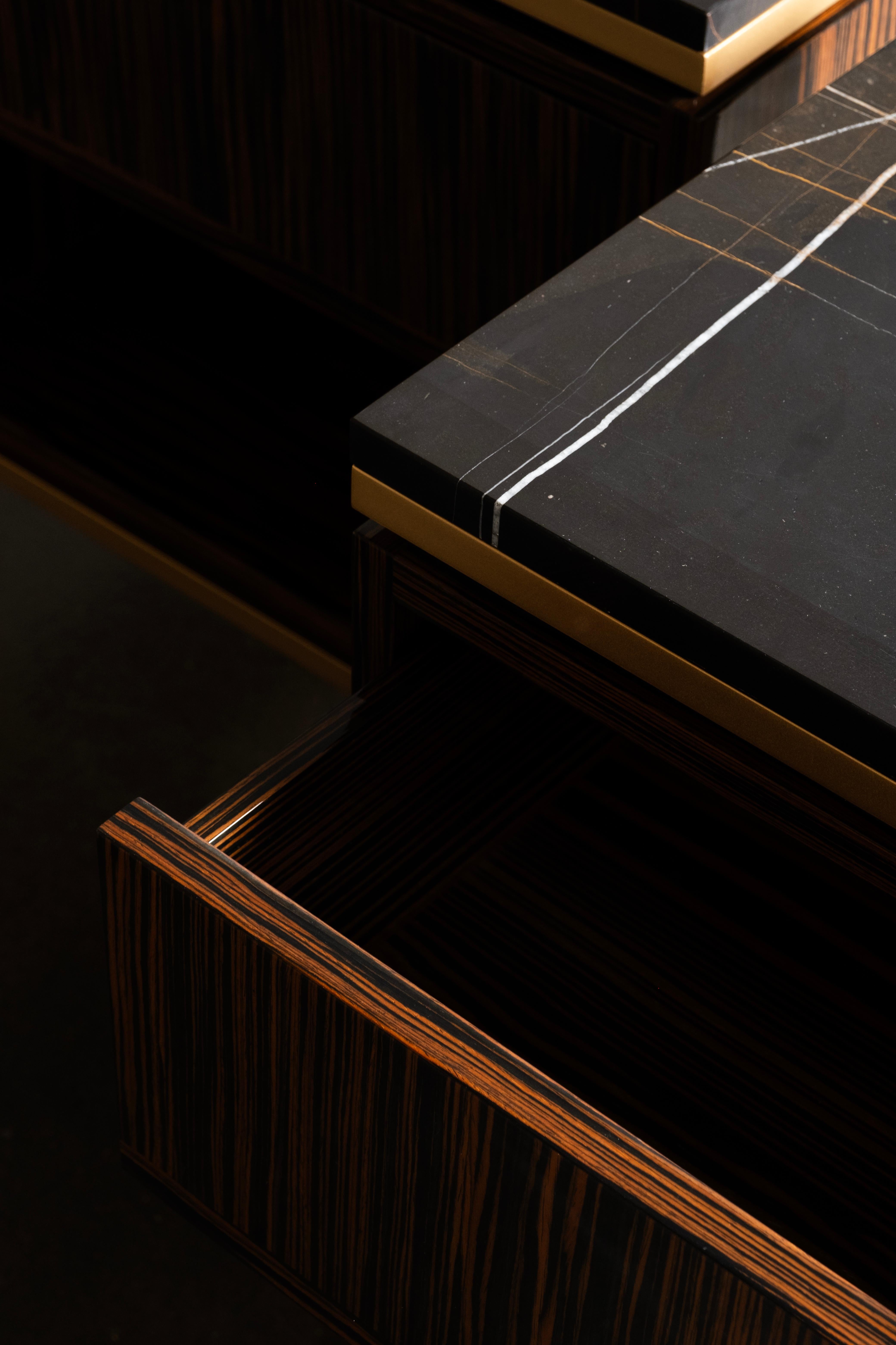 Modern Valquiria Bedside Table Sahara Noir Brass Handmade Portugal Greenapple For Sale 1