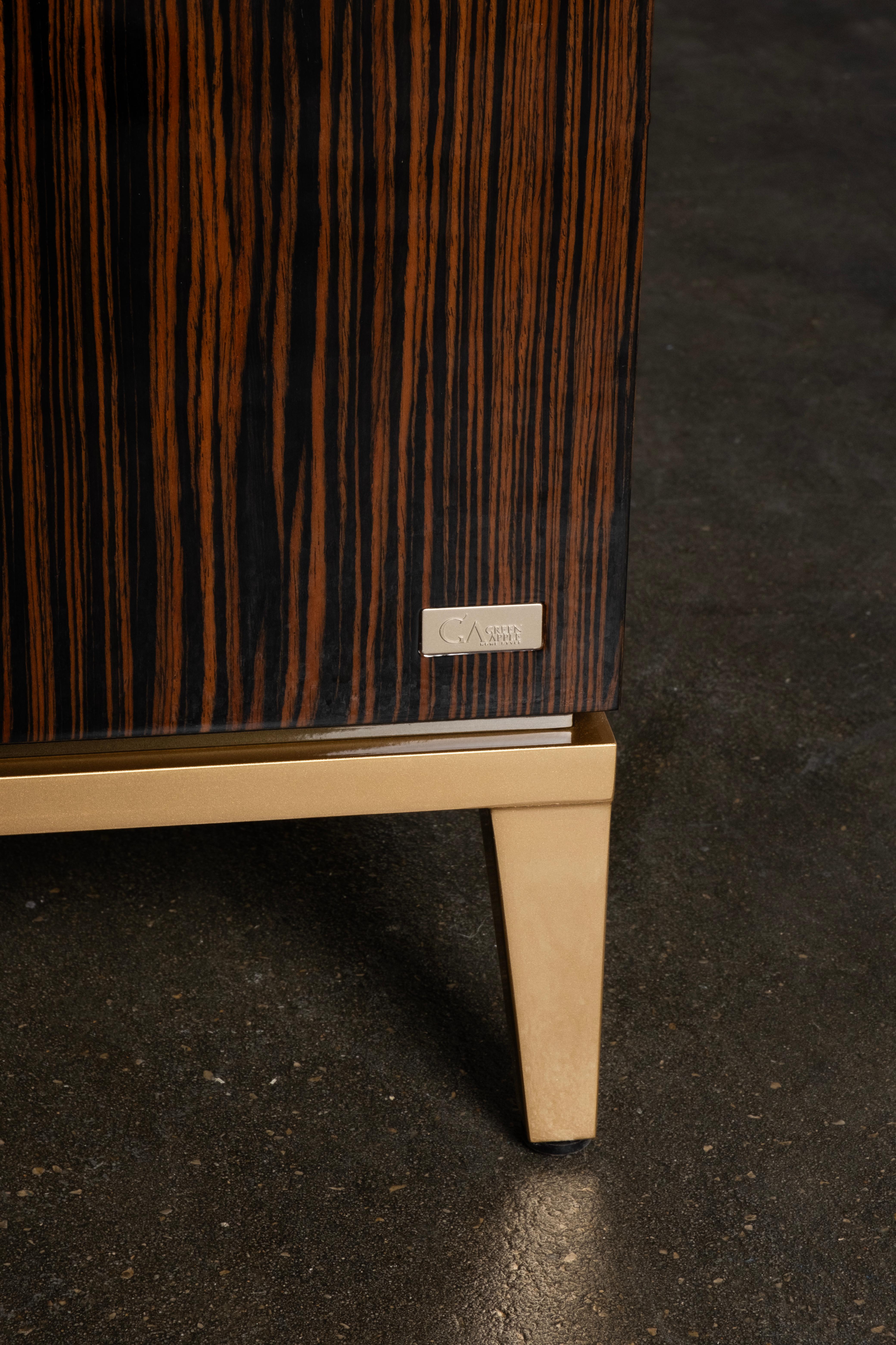 Modern Valquiria Bedside Table Sahara Noir Brass Handmade Portugal Greenapple For Sale 2