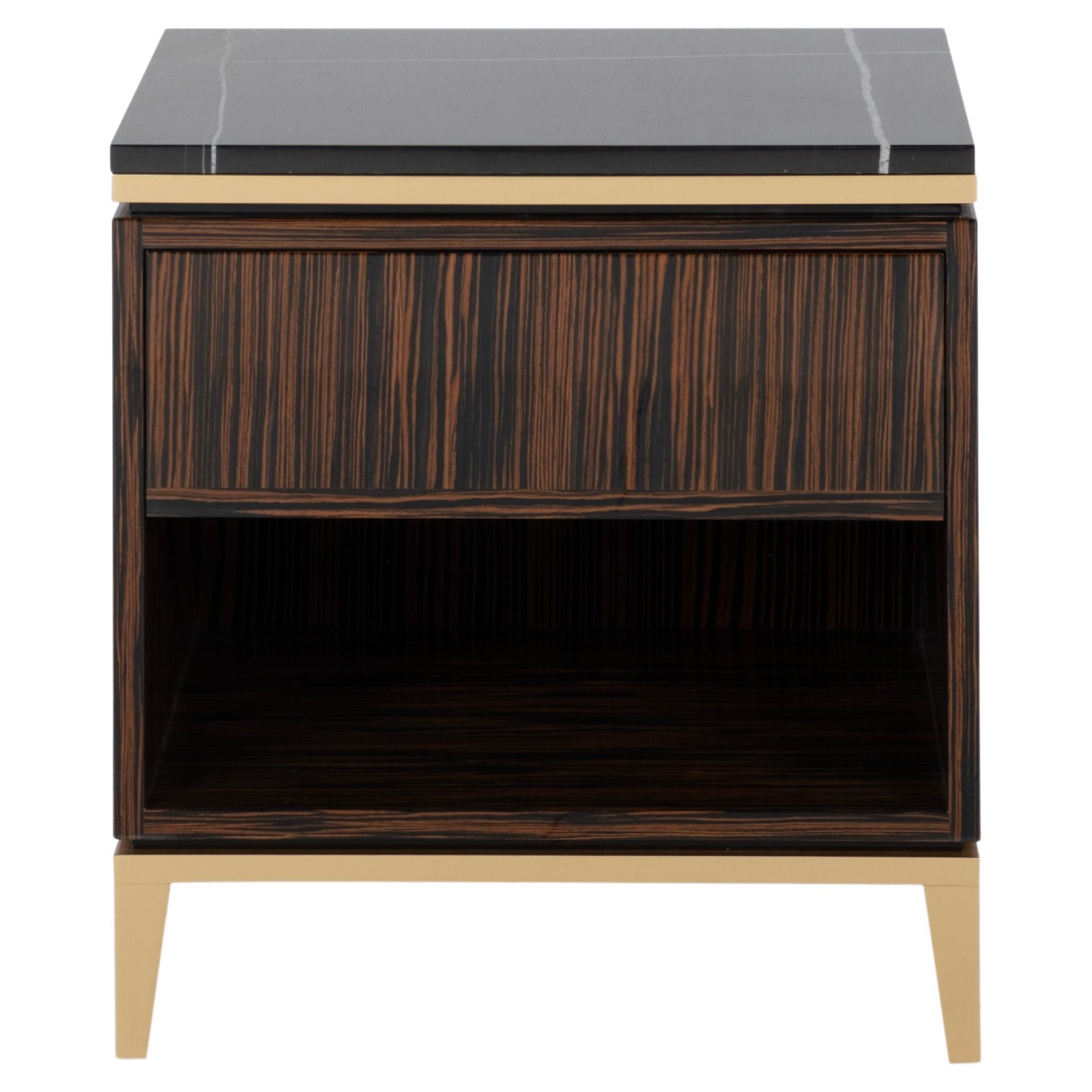 Modern Valquiria Bedside Table Sahara Noir Brass Handmade Portugal Greenapple For Sale