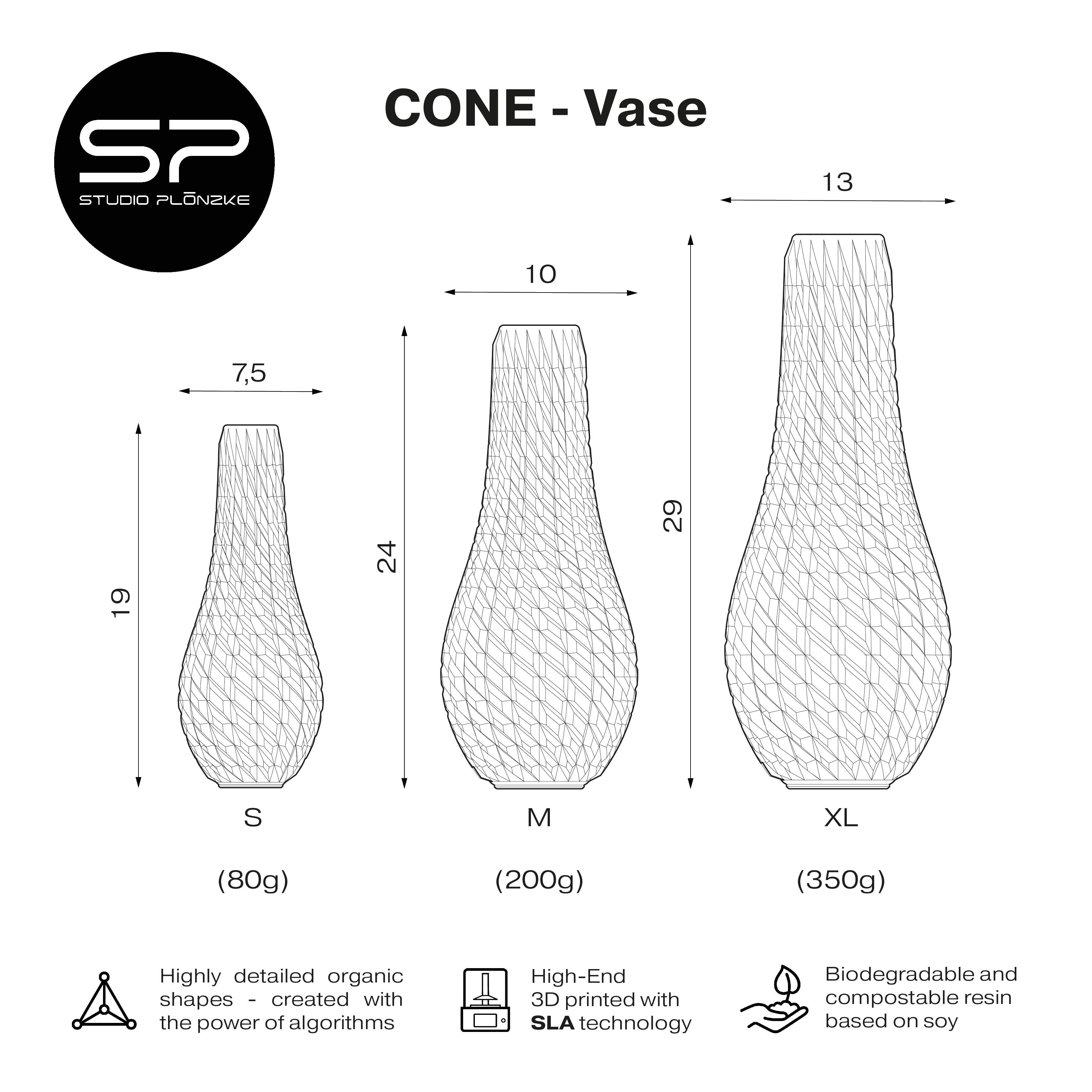 Allemand Ensemble de 3 vases modernes CONE, fabriqués en résine bio, Allemagne_ Couleur : bleu militaire en vente
