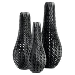 Vaso moderno "CONE" Set di 3 vasi, in bioresina, Germania_ Colore: blu militare