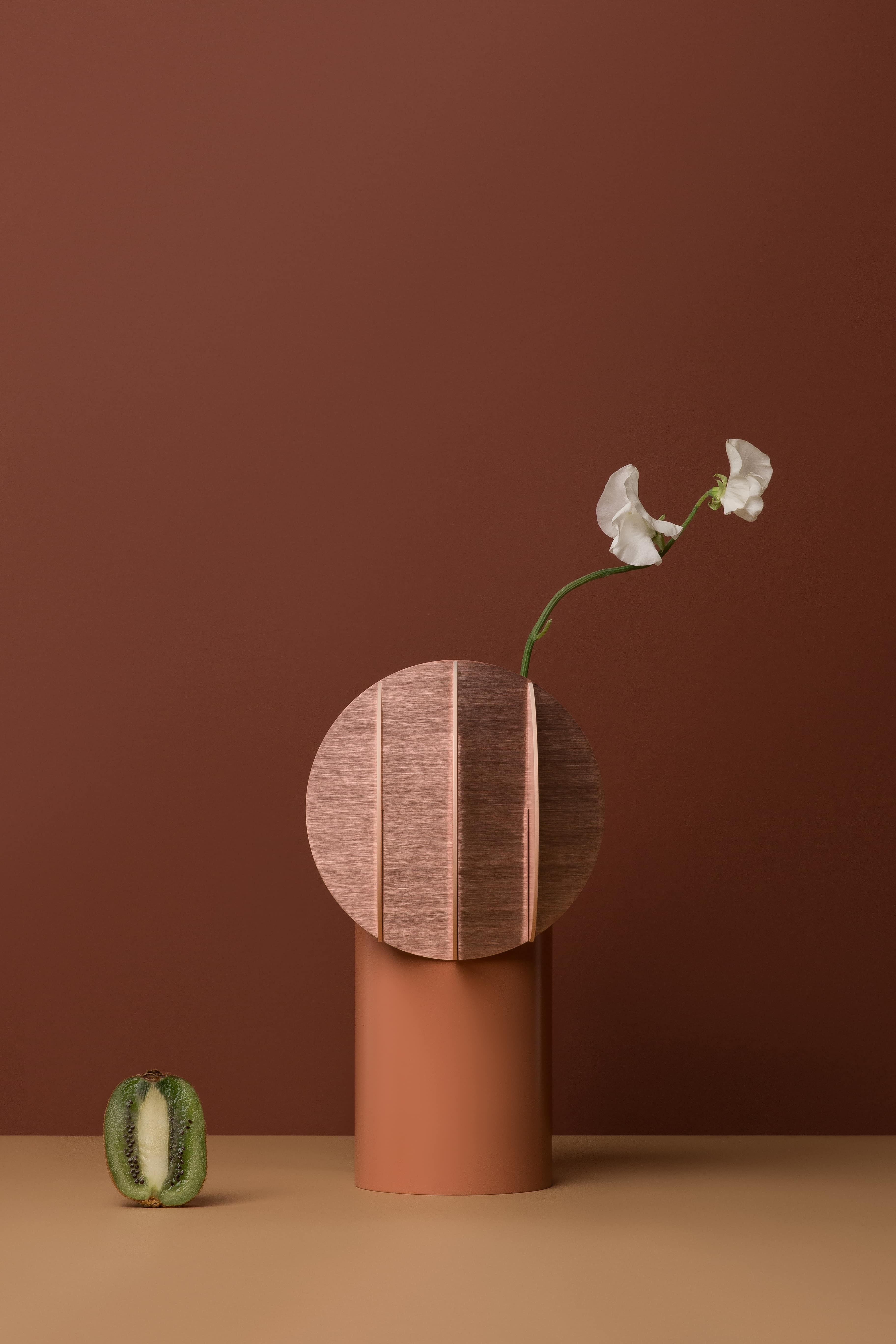 Painted Modern Vase Delaunay CS7 by Noom in Copper and Steel