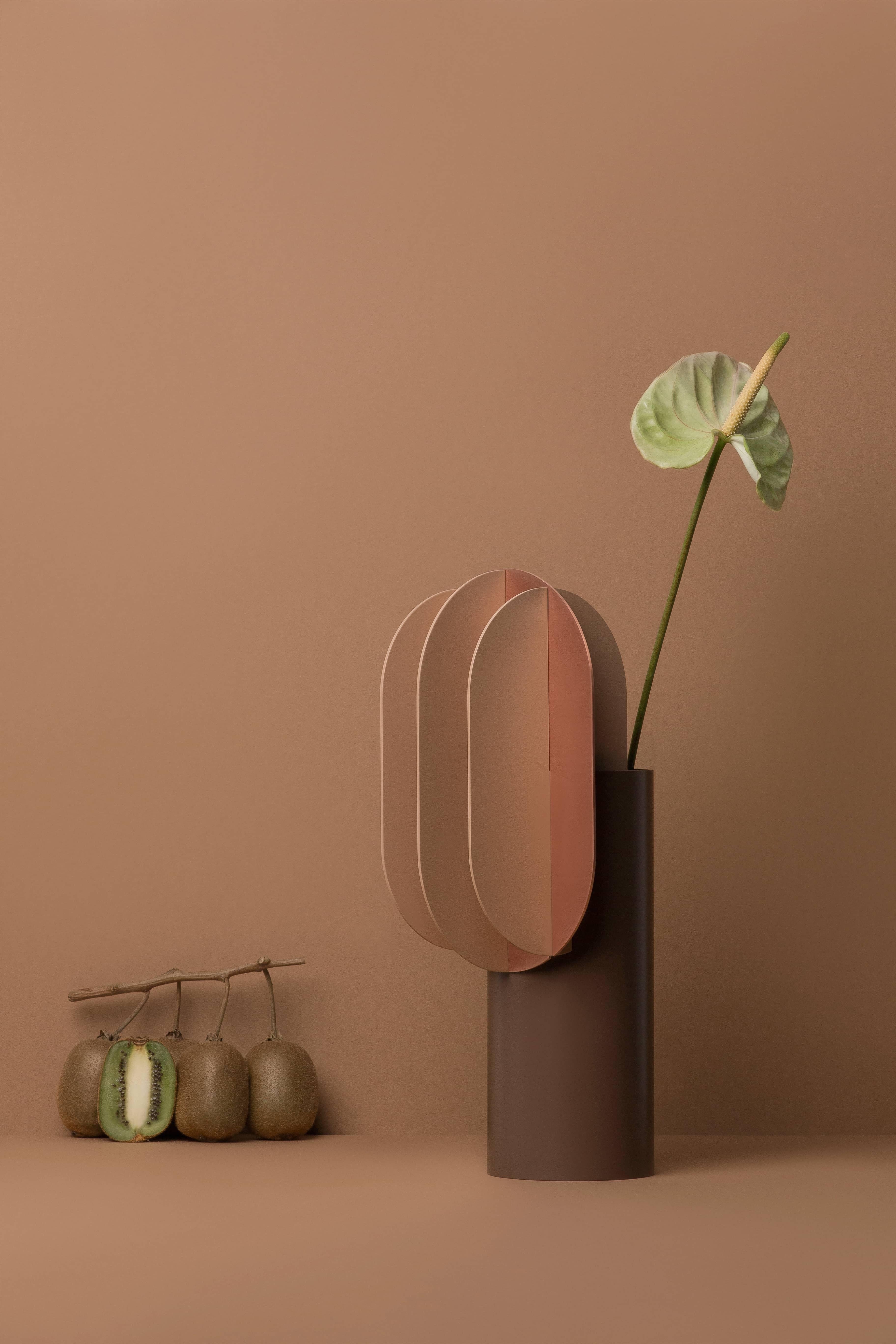 Gabo Vase CS11 - Contemporary bold design by Noom in Brushed Stainless Steel For Sale 4