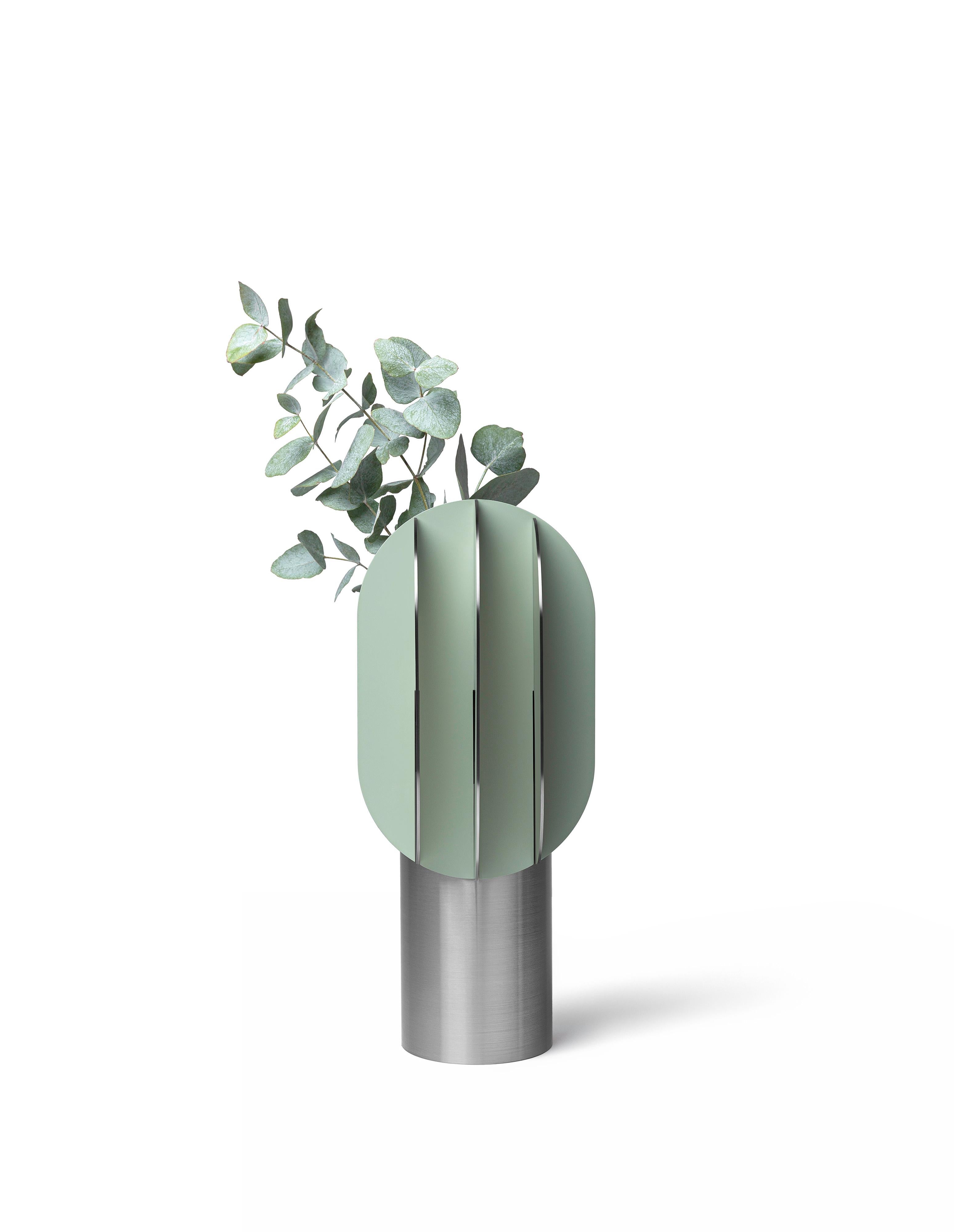 Painted Modern Vase Gabo CS11 by Noom in Brushed Stainless Steel