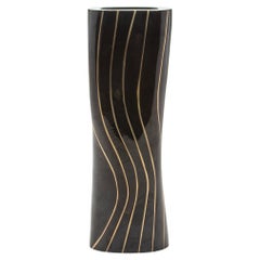 Modern Vase in Black Shell with Brass Details by KIFU Paris