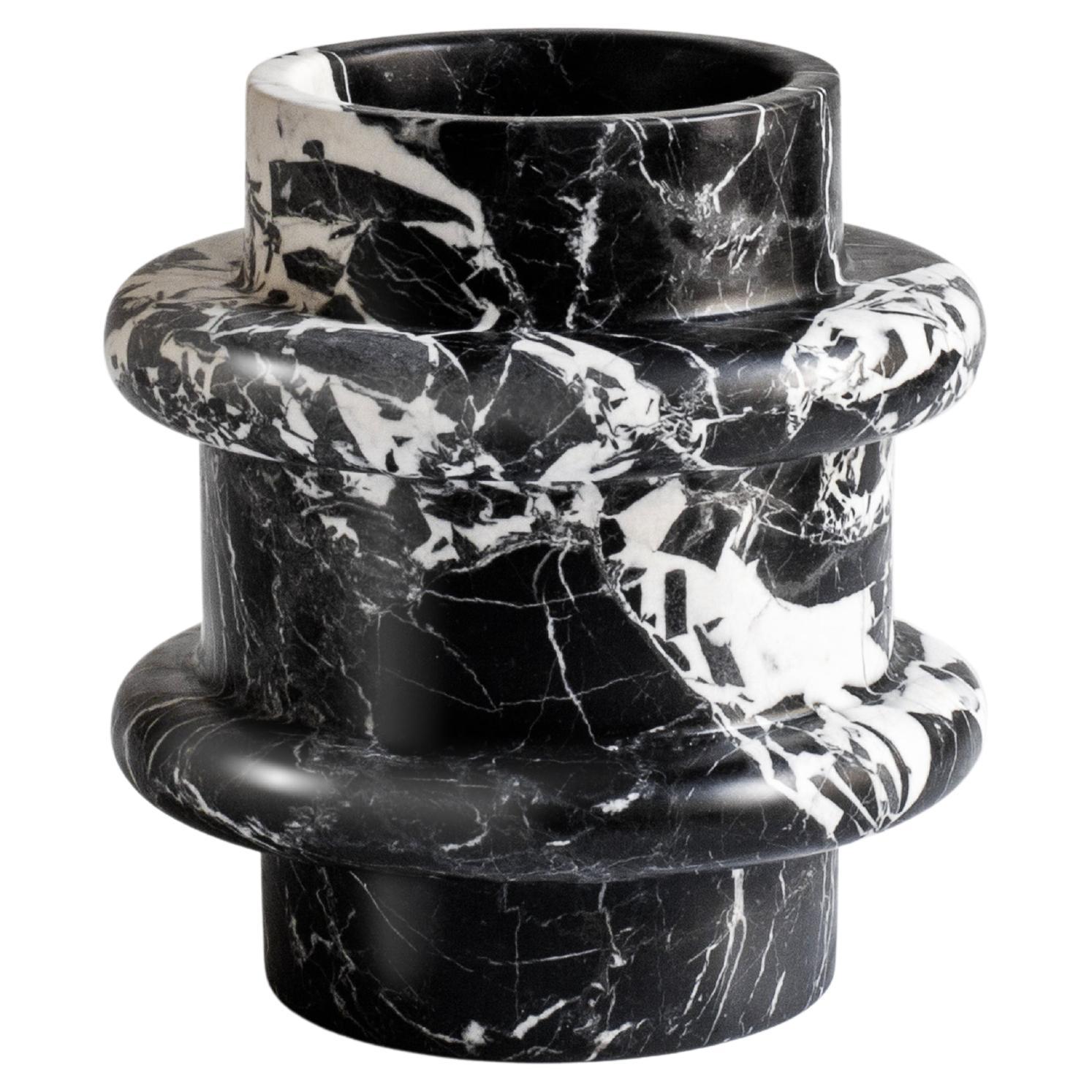 The Moderns Vase in Black + White French Grand Antique Marble, Numbered Series, Italy