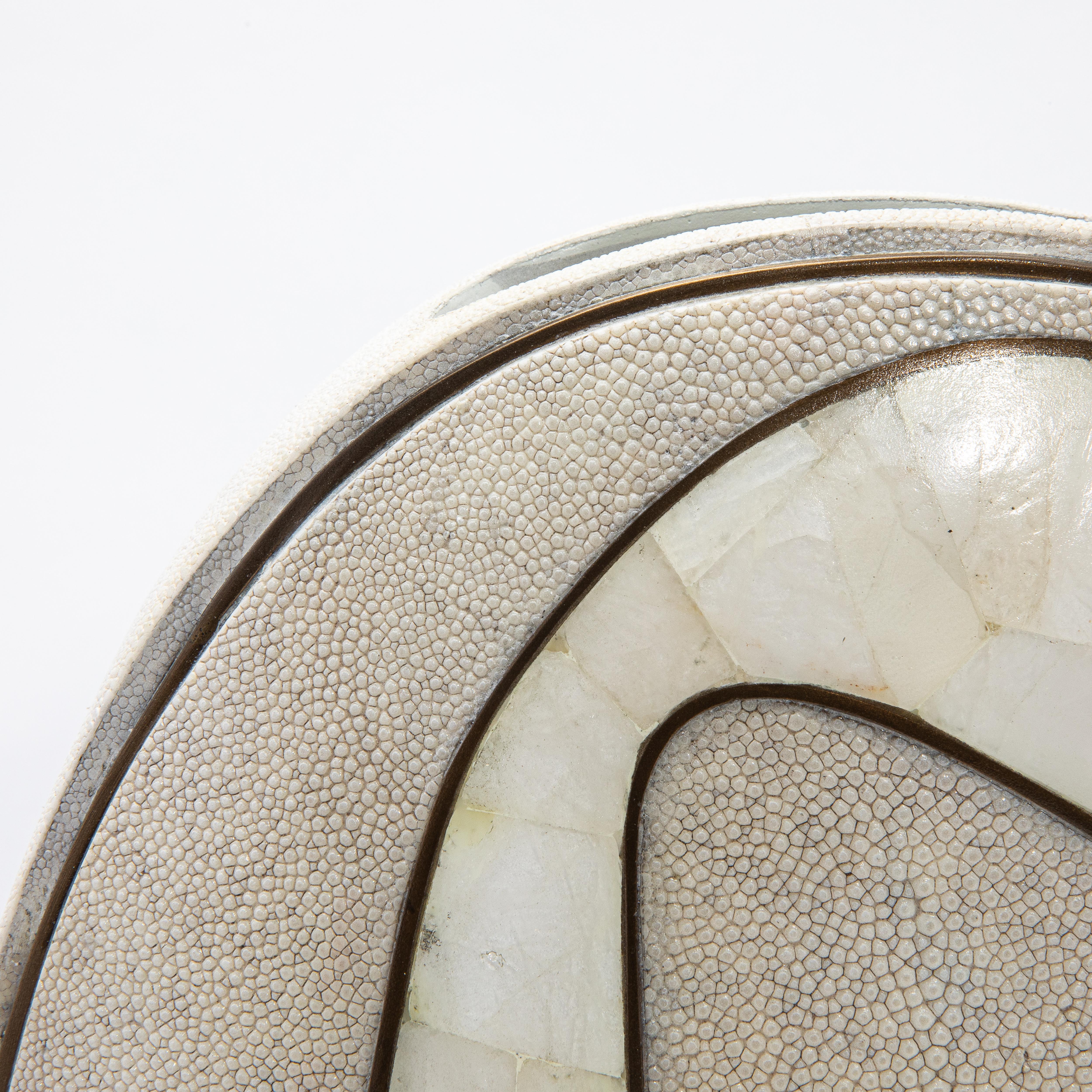 Contemporary Modern Vase in Natural Shagreen with Quartz and Brass Details by R&Y Augousti For Sale