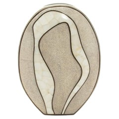 Modern Vase in Natural Shagreen with Quartz and Brass Details by R&Y Augousti