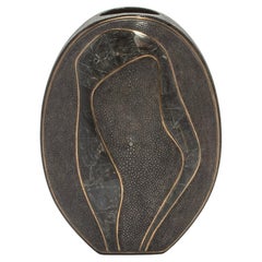Modern Vase in Shagreen with Black Quartz and Brass Details by R&Y Augousti