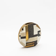 Modern Vase in Shagreen with Black Shell and Brass Details by R&Y Augousti