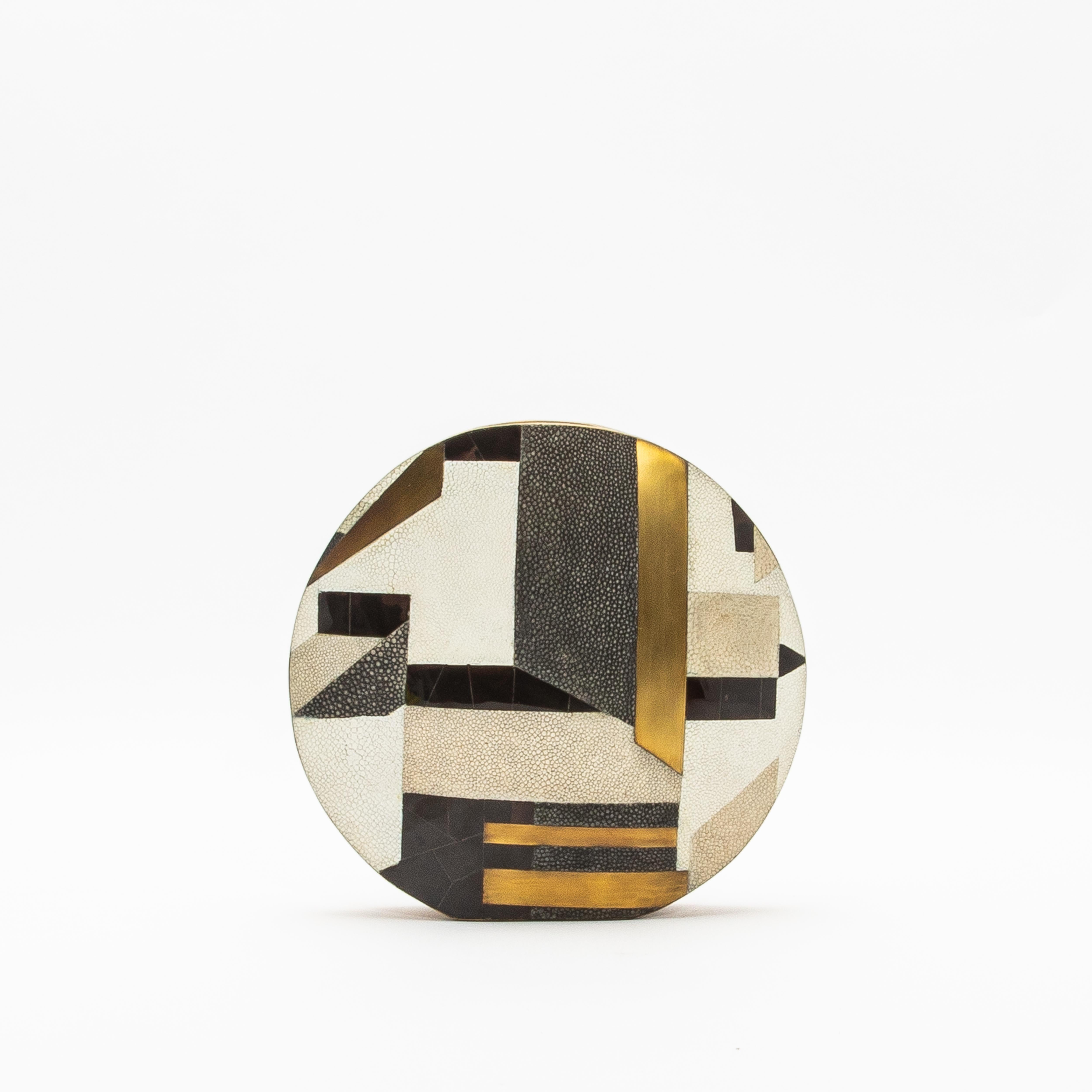 Philippine Modern Vase in Shagreen with Black Shell and Brass Details by R&Y Augousti For Sale