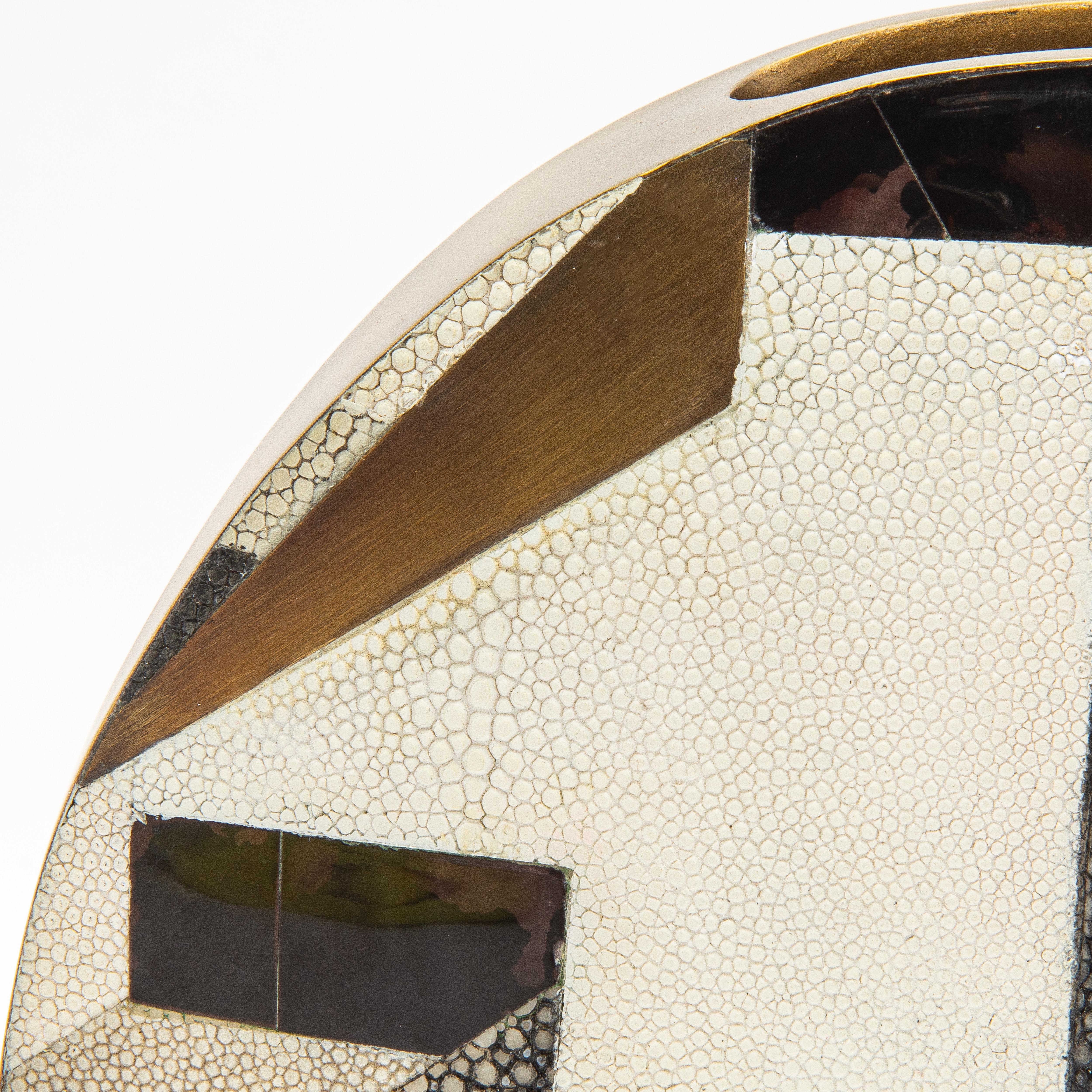 Hand-Crafted Modern Vase in Shagreen with Black Shell and Brass Details by R&Y Augousti For Sale