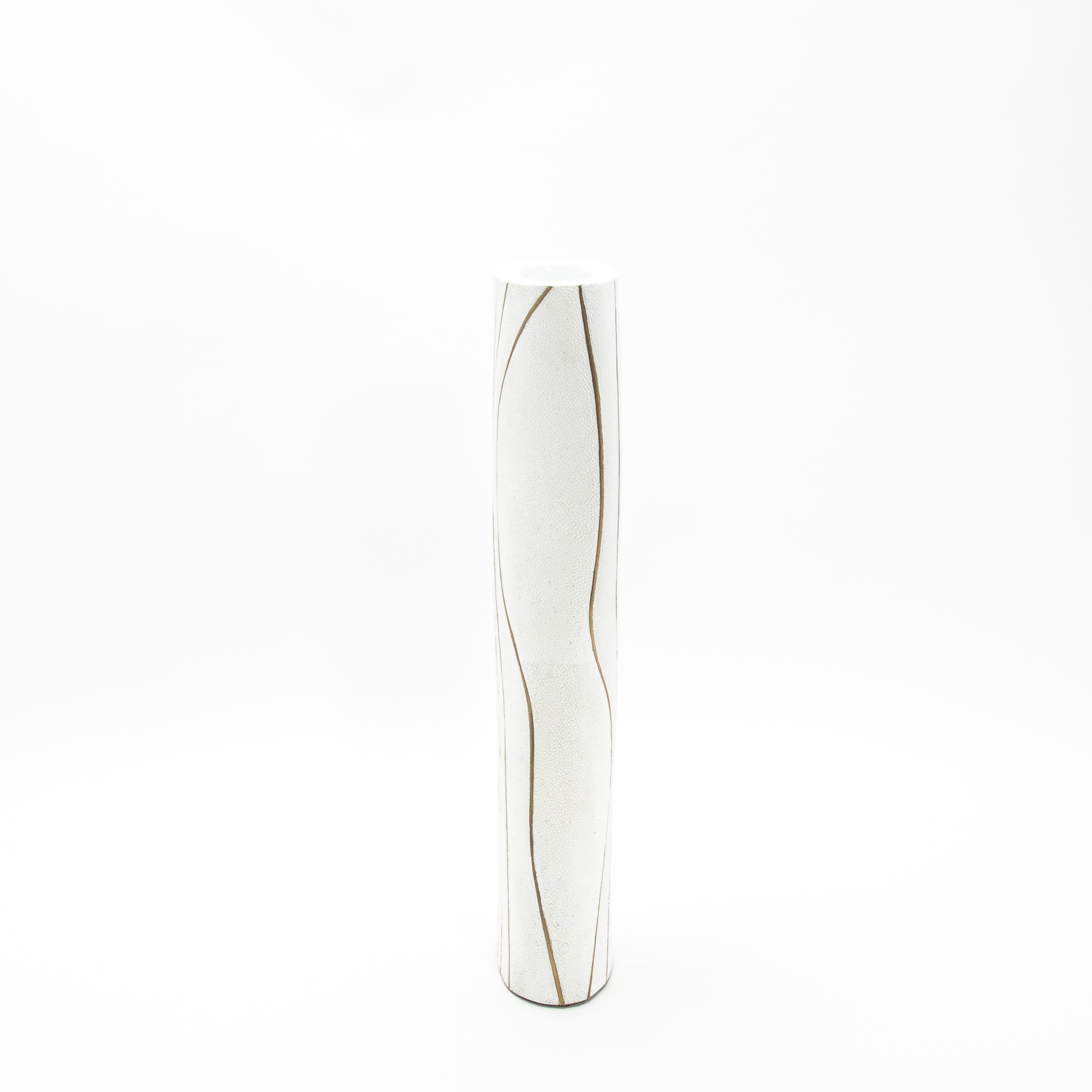 Art Deco Modern Vase in Shagreen with Brass Details by KIFU Paris For Sale