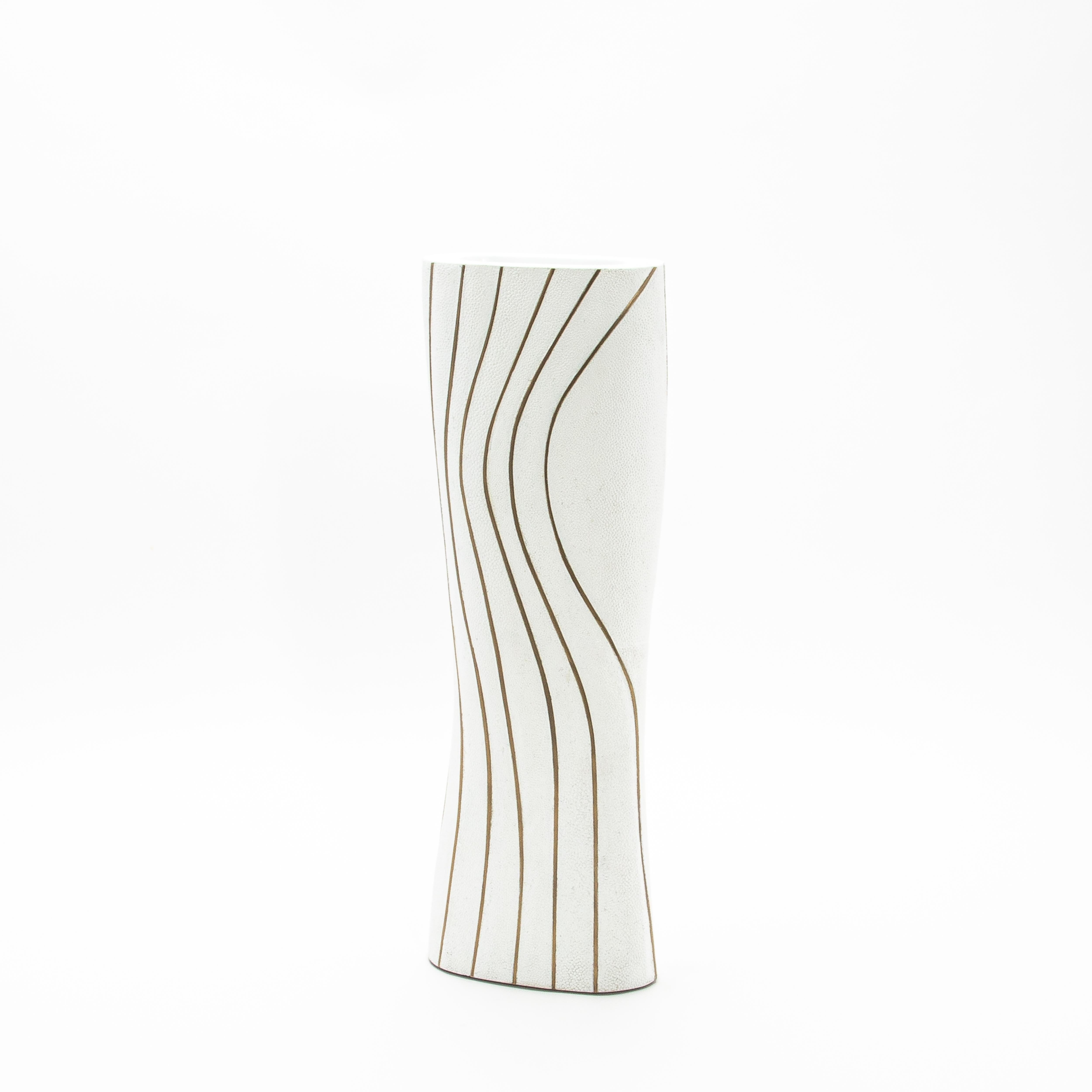 Philippine Modern Vase in Shagreen with Brass Details by KIFU Paris For Sale