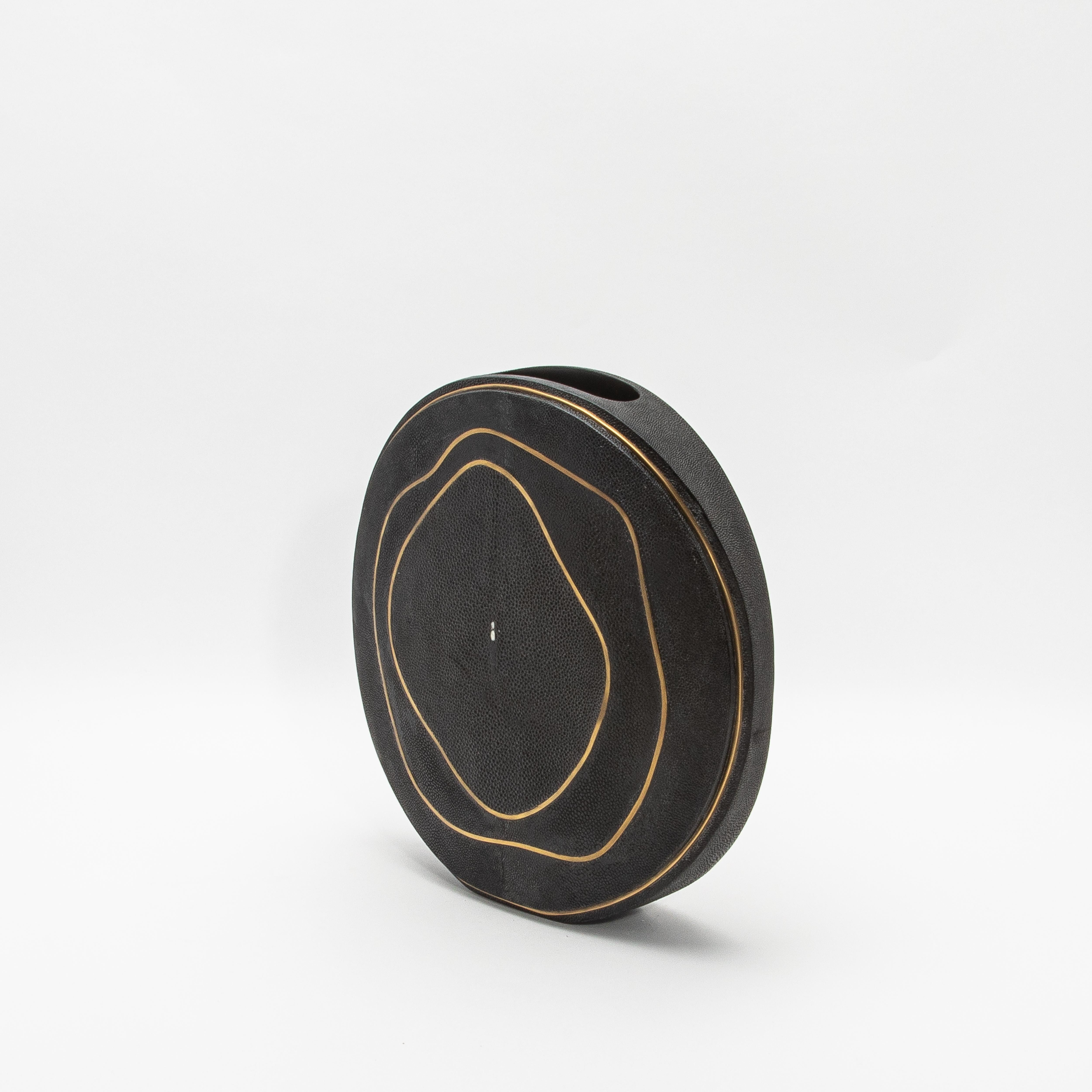 Philippine Modern Vase in Shagreen with Brass Details by R&Y Augousti For Sale