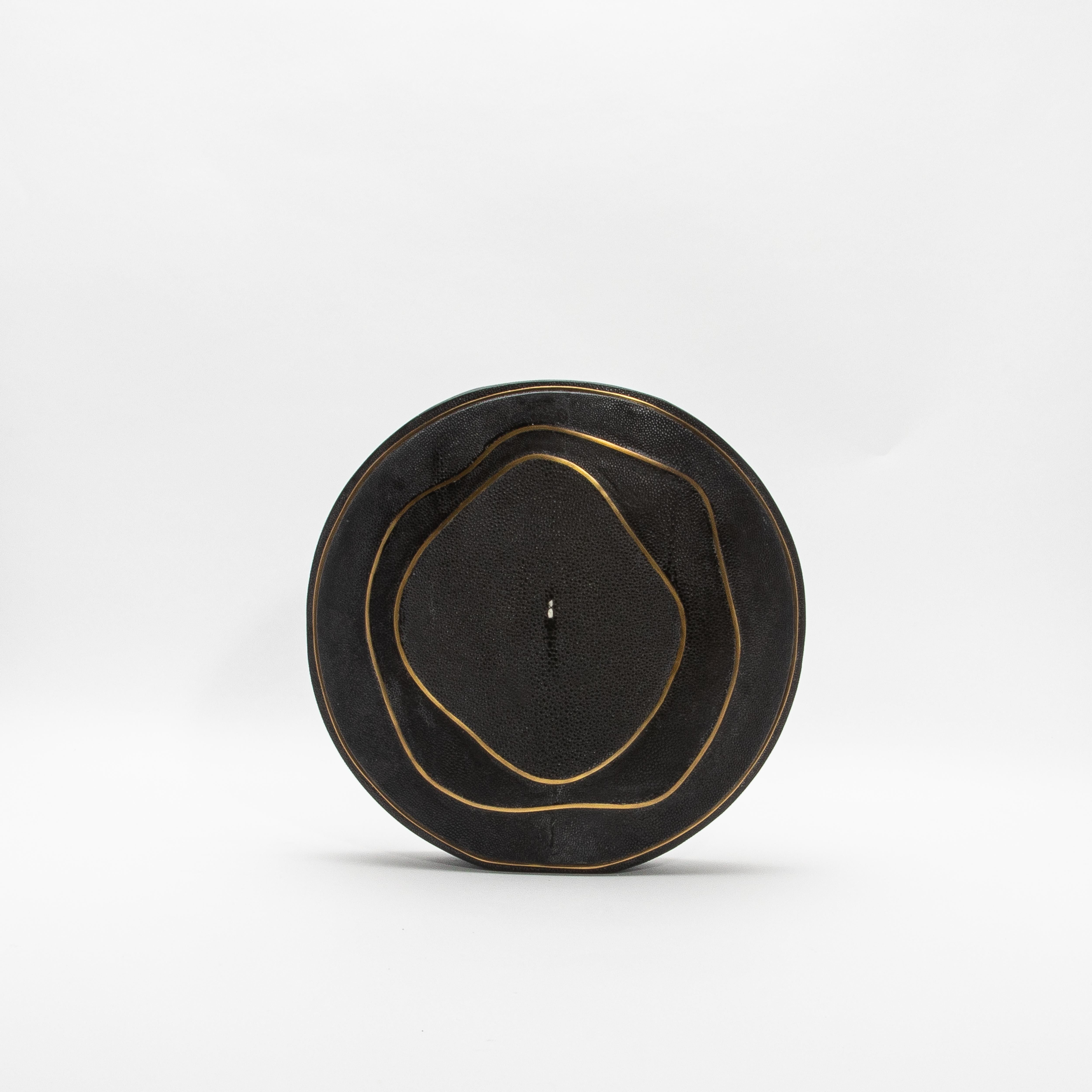Hand-Crafted Modern Vase in Shagreen with Brass Details by R&Y Augousti For Sale