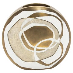 Modern Vase in Shagreen with Mother of Pearl and Brass Details by R&Y Augousti