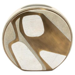 Modern Vase in Shagreen with Mother of Pearl and Brass Details by R&Y Augousti