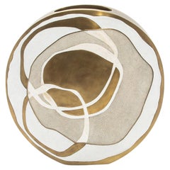 Modern Vase in Shagreen with Mother of Pearl and Brass Details by R&Y Augousti