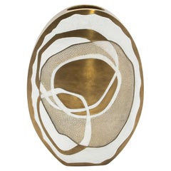 Modern Vase in Shagreen with Mother of Pearls and Brass Details by R&Y Augousti