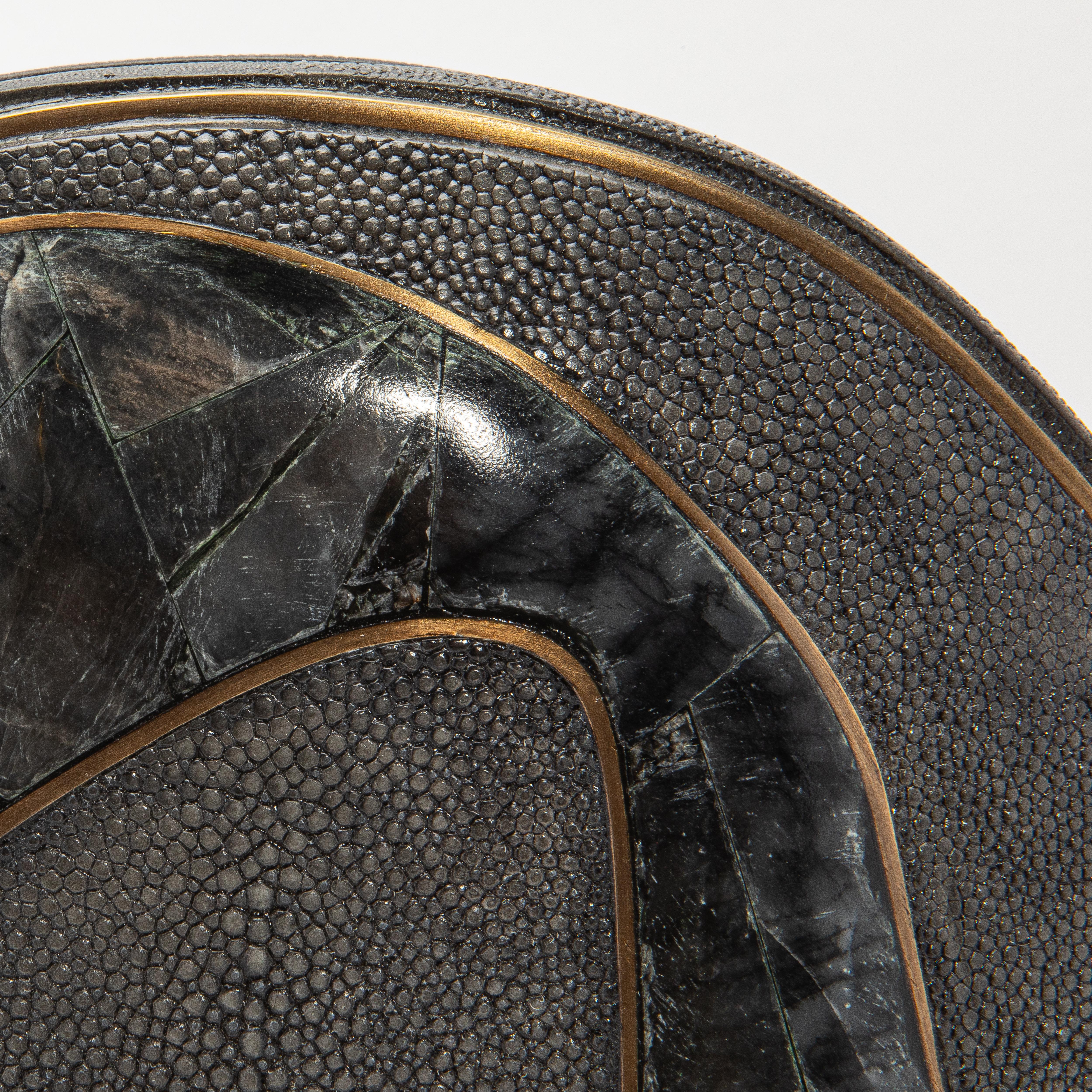 Modern Vase in Shagreen with Quartz and Brass Details by R&Y Augousti In New Condition For Sale In West Hollywood, CA