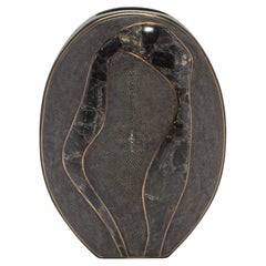 Modern Vase in Shagreen with Quartz and Brass Details by R&Y Augousti