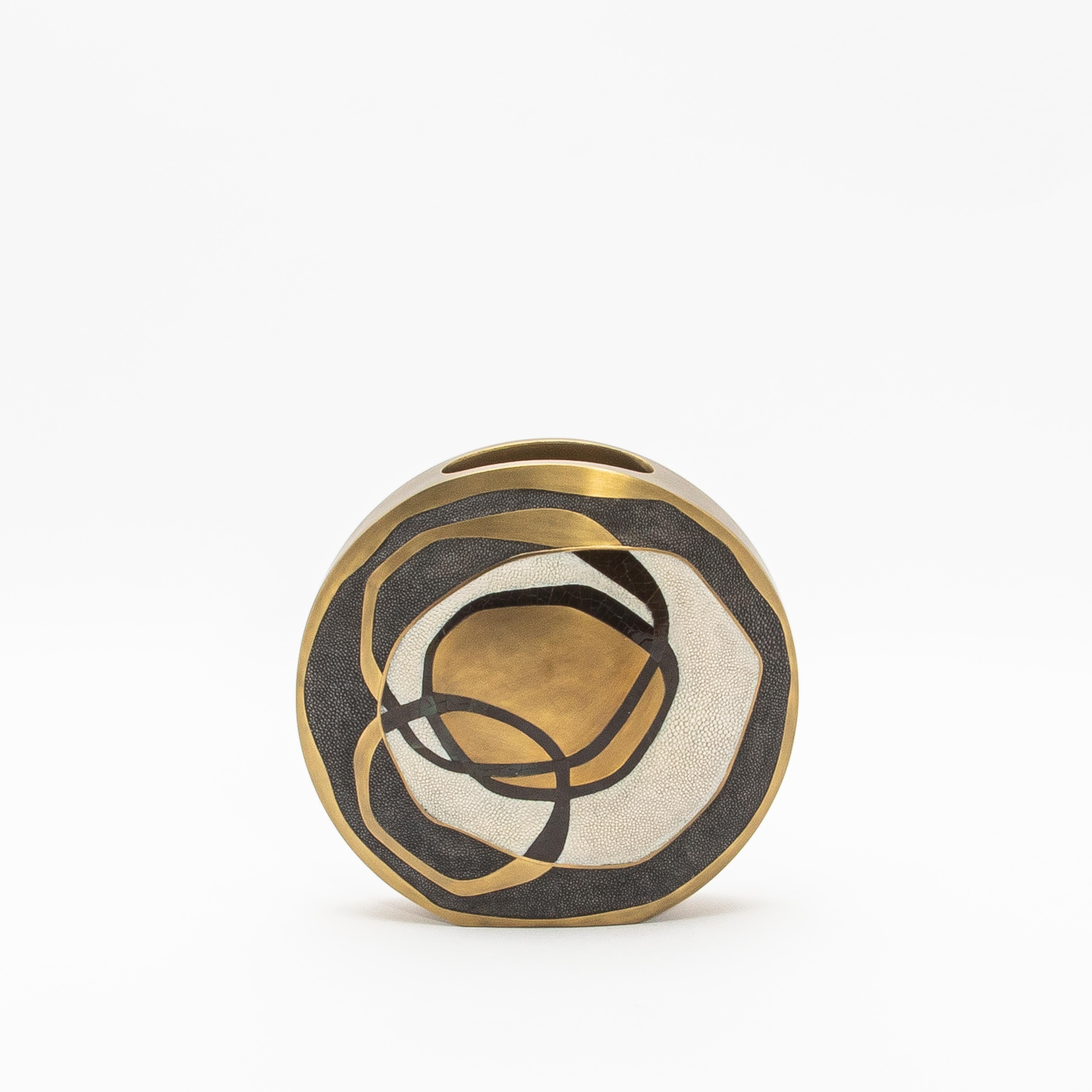 Philippine Modern Vase in Shagreen with Shell and Brass Details by R&Y Augousti For Sale