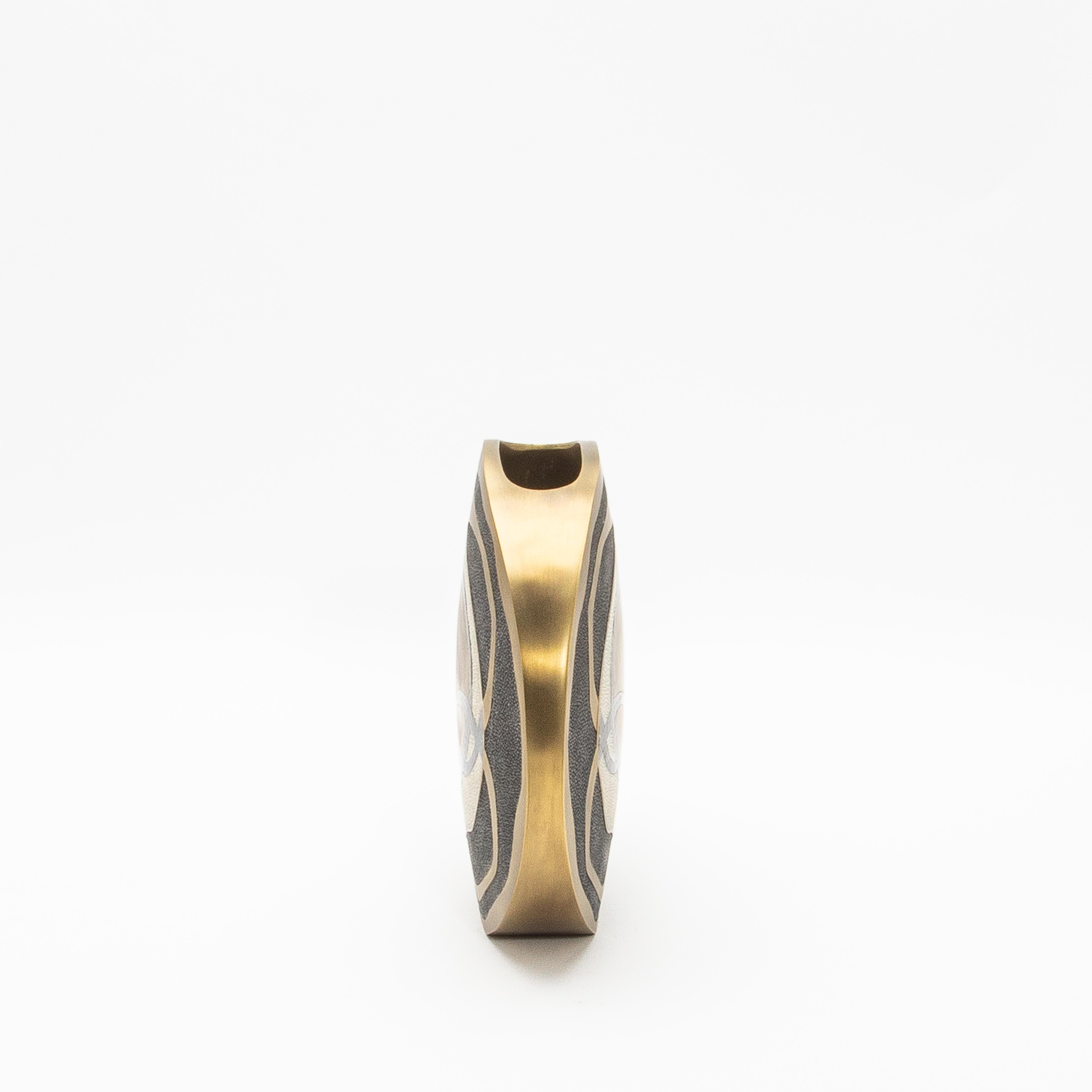 Modern Vase in Shagreen with Shell and Brass Details by R&Y Augousti In New Condition For Sale In West Hollywood, CA