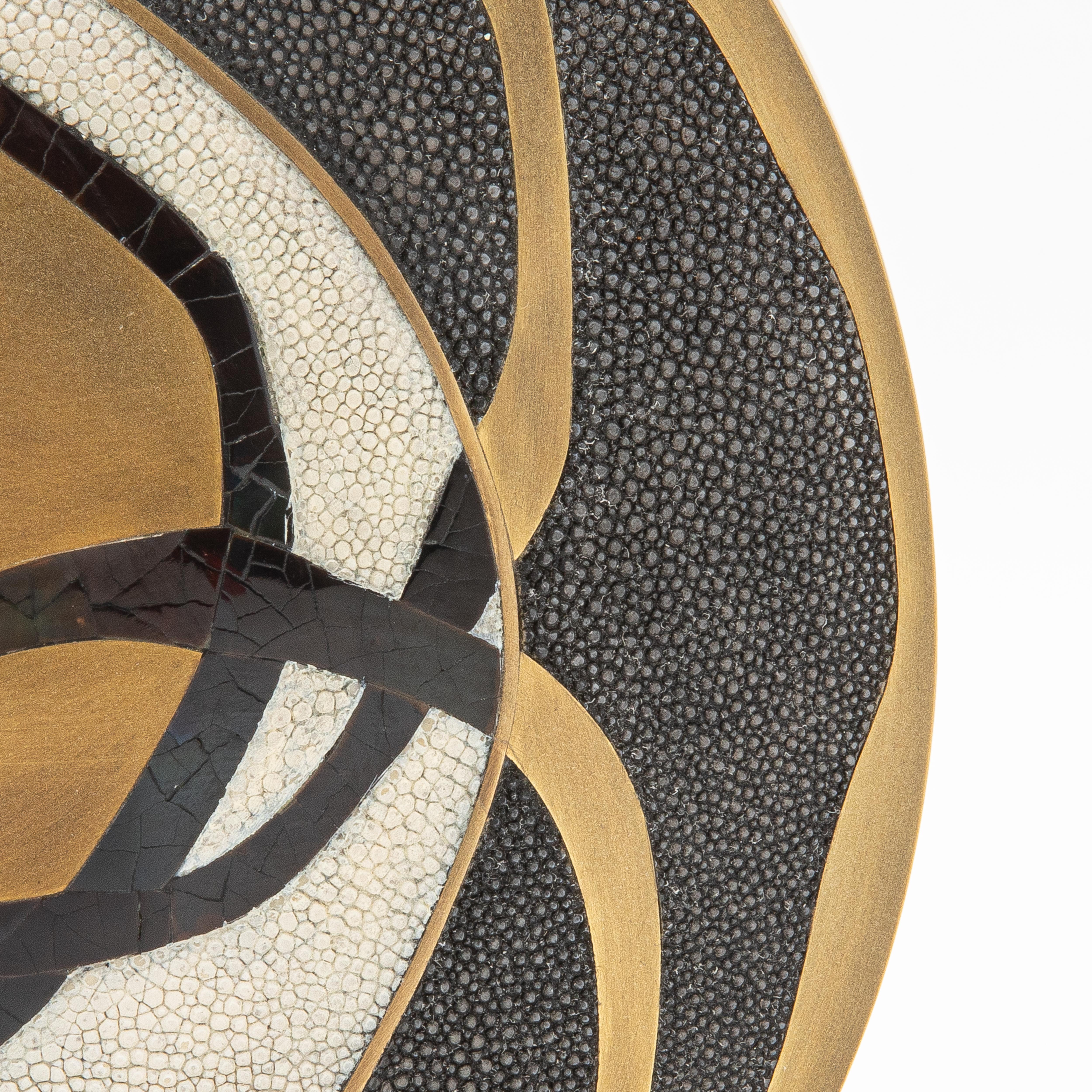 Modern Vase in Shagreen with Shell and Brass Details by R&Y Augousti For Sale 2