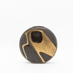 Modern Vase in Shagreen with Shell and Brass Details by R&Y Augousti