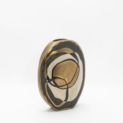 Modern Vase in Shagreen with Shell and Brass Details by R&Y Augousti