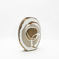 Modern Vase in Shagreen with Shell and Brass Details by R&Y Augousti