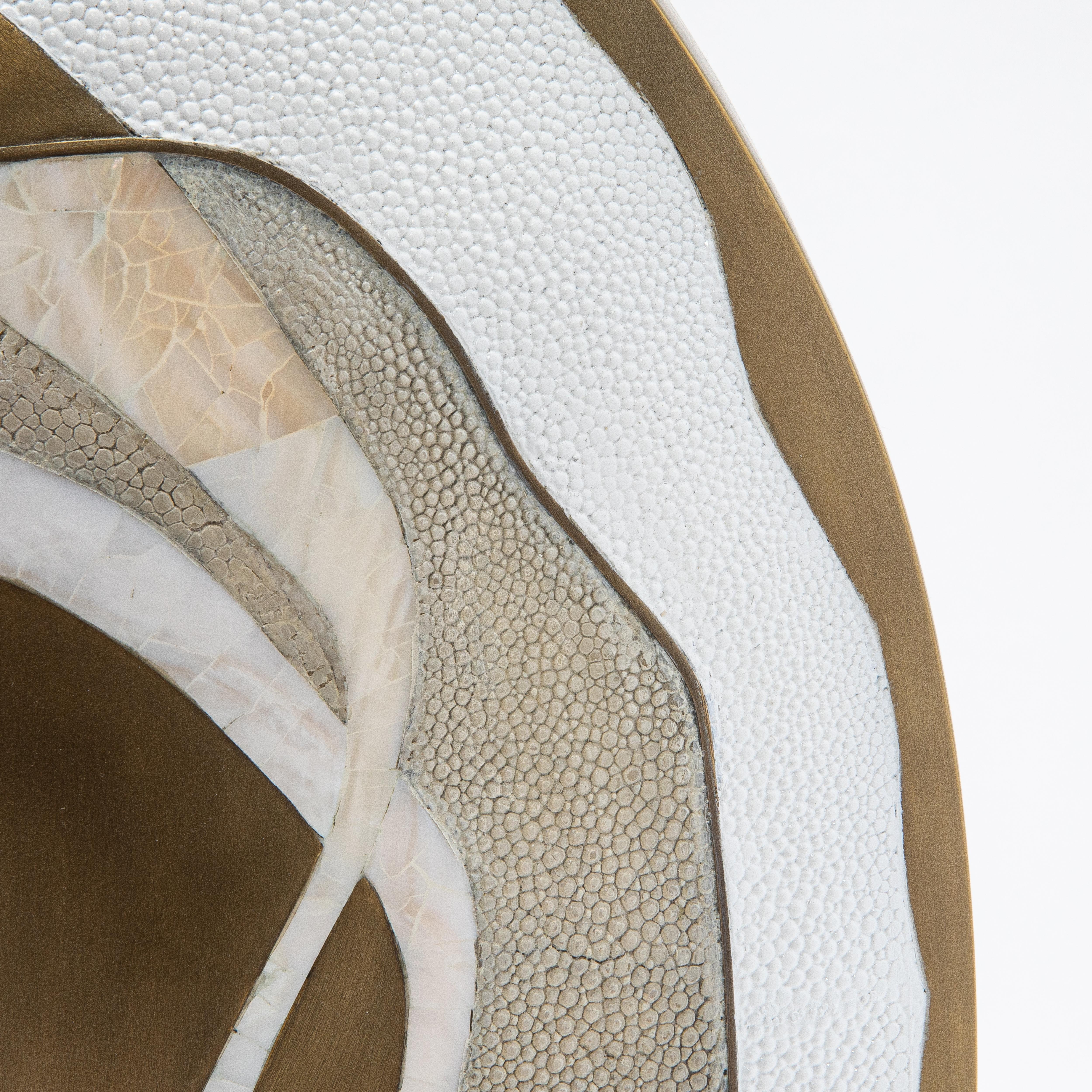 Hand-Crafted Modern Vase in Shagreen with Shell and Brass Details by R&Y Augousti For Sale