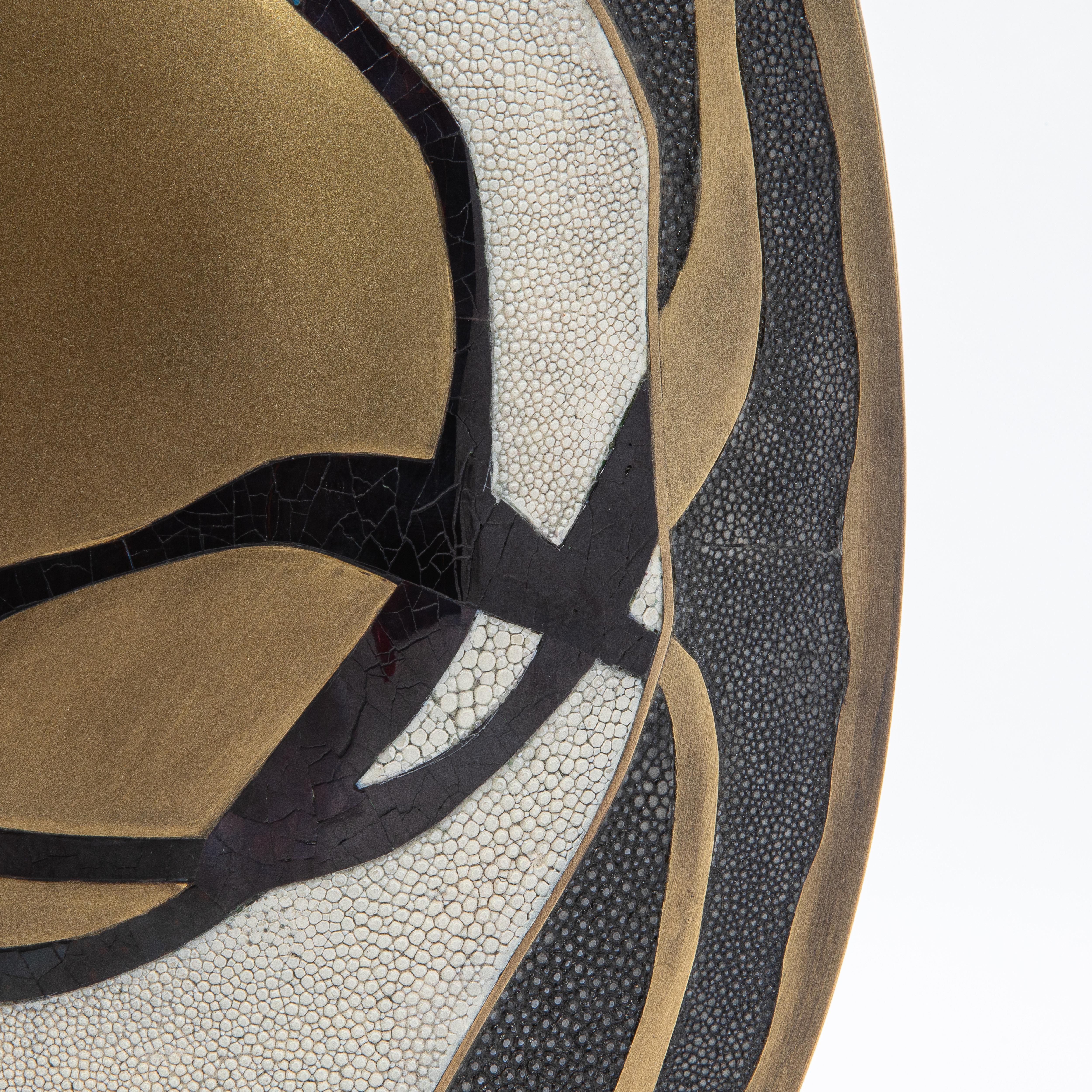 Modern Vase in Shagreen with Shell and Brass Details by R&Y Augousti In New Condition For Sale In West Hollywood, CA