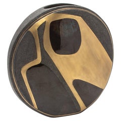 Modern Vase in Shagreen with Shell and Brass Details by R&Y Augousti