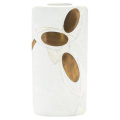 Modern Vase in Shagreen with Shell and Brass Details by R&Y Augousti