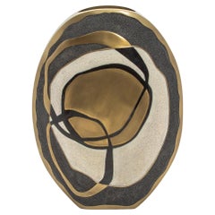 Modern Vase in Shagreen with Shell and Brass Details by R&Y Augousti