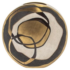 Modern Vase in Shagreen with Shell and Brass Details by R&Y Augousti