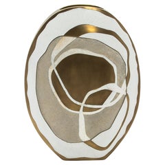 Modern Vase in Shagreen with Shell and Brass Details by R&Y Augousti