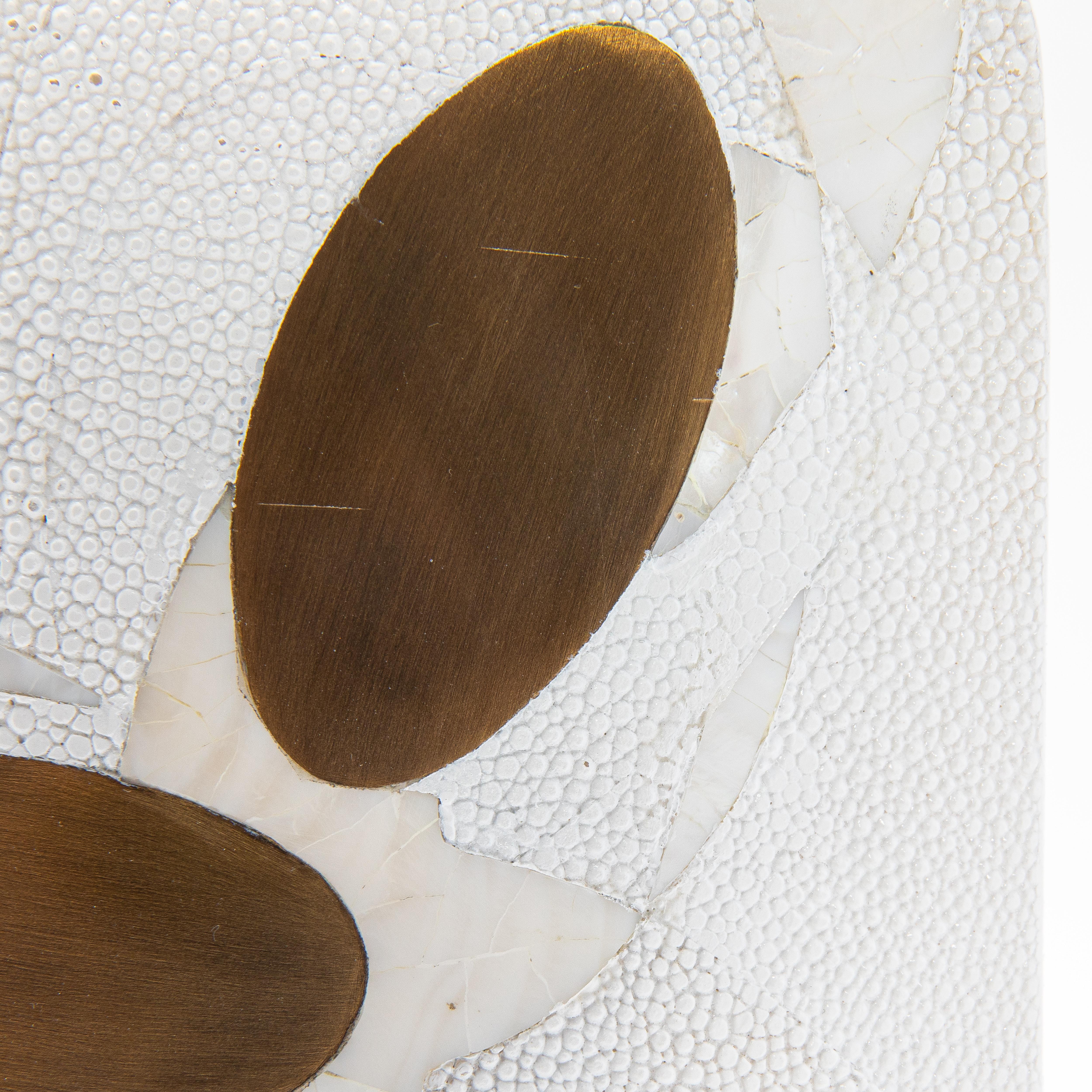 Modern Vase in Shagreen with Shell and Brass Details R&Y Augousti In New Condition For Sale In West Hollywood, CA