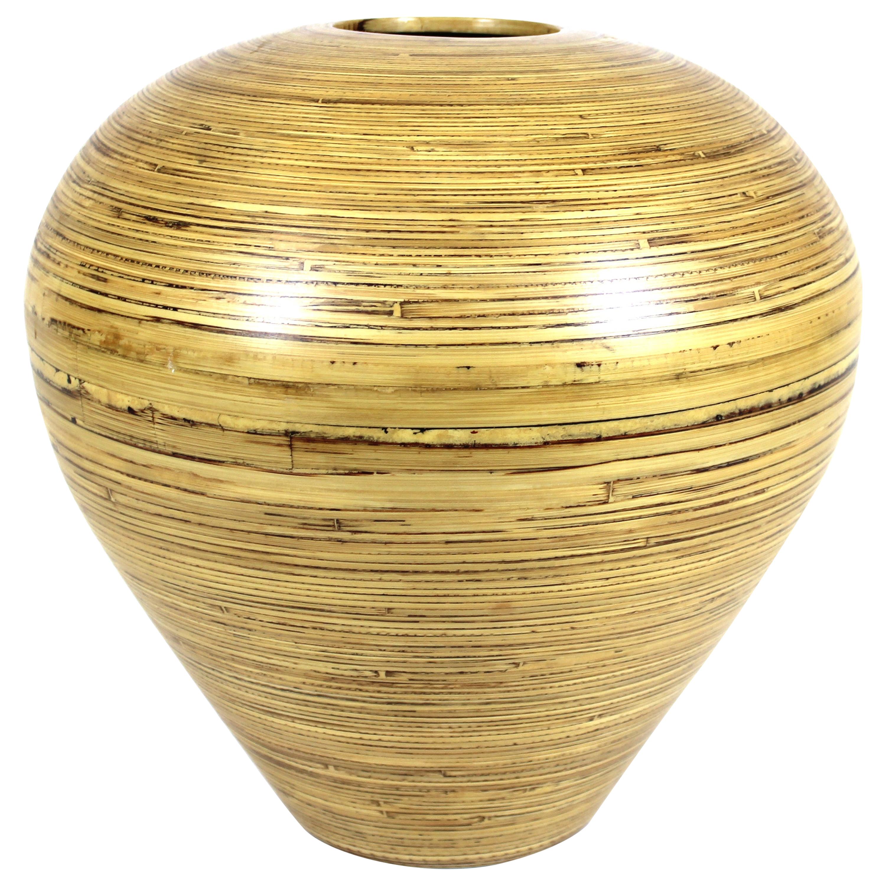 Modern Vase in Spun Bamboo For Sale