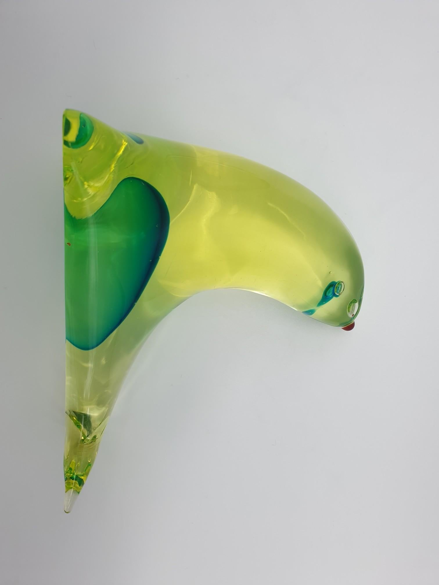 Modern Vaseline Murano Glass Seal by Gino Cenedese E Figlio, Da Ros, 1960s For Sale 2