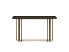 Modern Vector Console made with Oak, Brass and Glass, handmade by Stylish Club