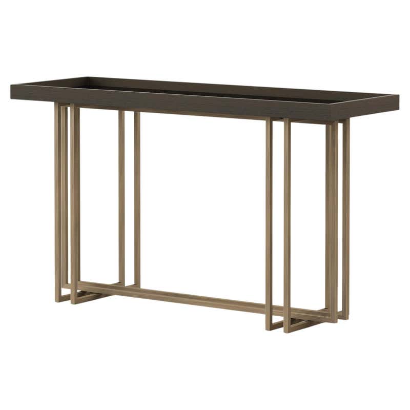 Mid-Century Modern Cocktail Console made with Oak and brass, Handmade ...