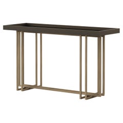 Modern Vector Console made with Oak, Brass and Glass, handmade by Stylish Club