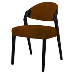 Modern Velvet and Dark Wenge Montmartre Dining Chair Handmade and Custom