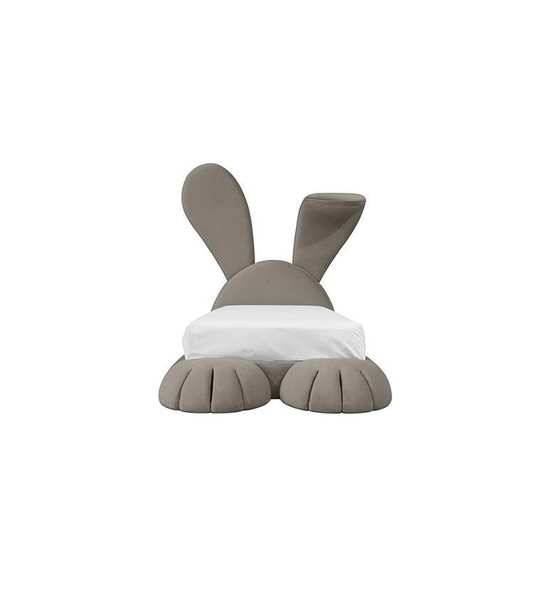 Modern Velvet Bunny Kid's Bed by Circu Magical Furniture For Sale 7