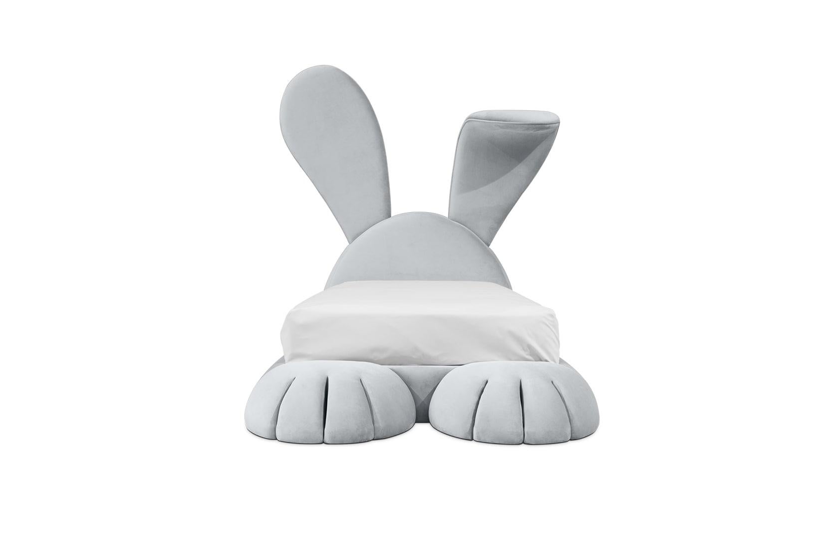 Modern Velvet Bunny Kid's Bed by Circu Magical Furniture For Sale 9