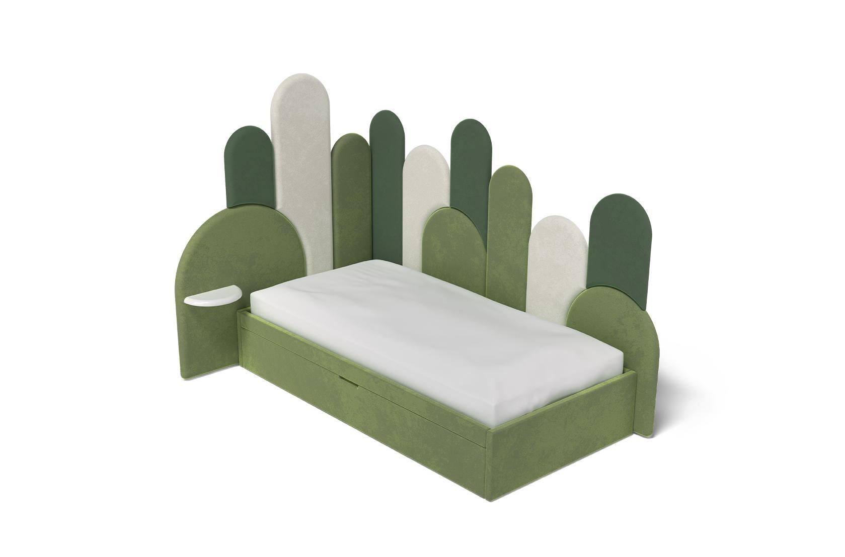 Modern Velvet Kids Merida Corner Bed by Circu Magical Furniture In New Condition For Sale In New York, NY